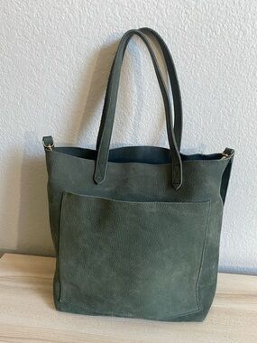 Madewell Transport Tote Medium Smokey Spruce Green Nubuck Leather